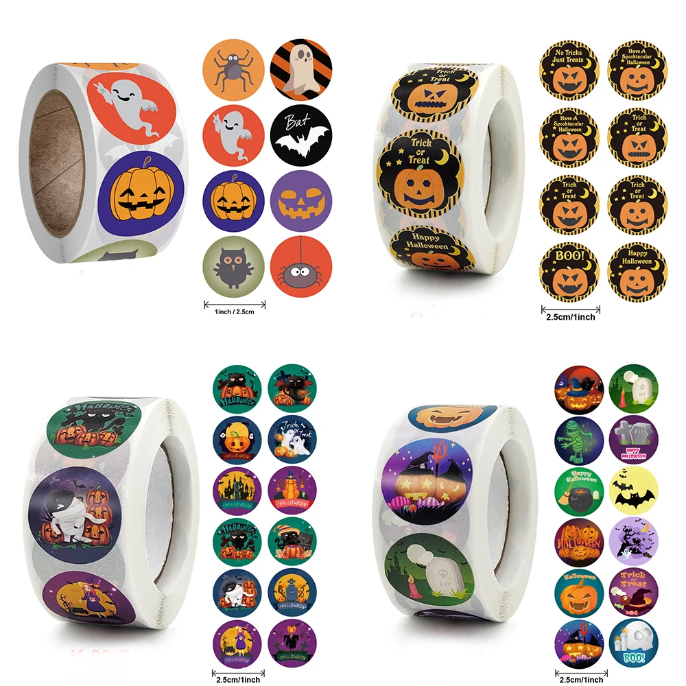 

500pcs/lot Halloween Stickers for Kids Cute Pumpkin Ghost Witch Pattern Stickers for Gifts Sealing Handmade Envelope DIY Sticker