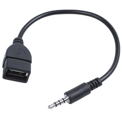 Conector USB, AUX, conector de 3,5 mm para cable de carga de datos de audio negro