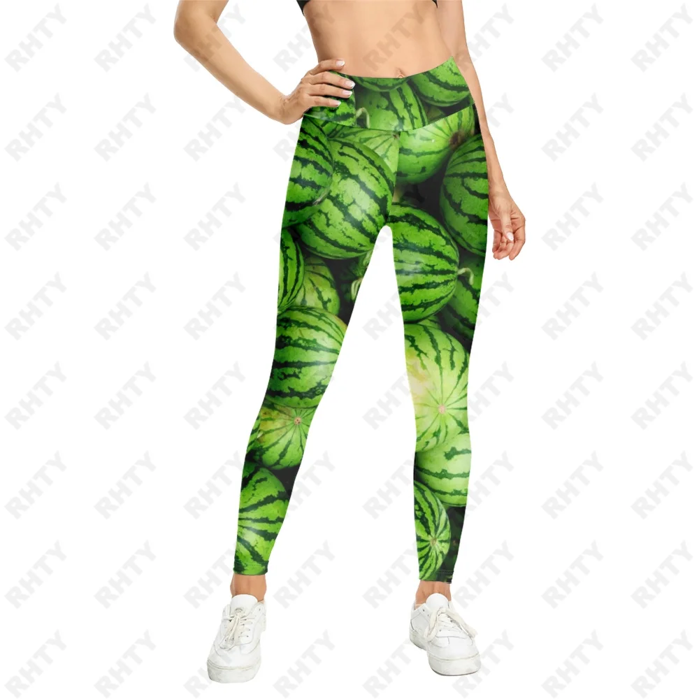 

Brands Fruit Watermelon Green Women Fashion Legging Floral Printing Leggins Slim Legins High Waist Leggings Woman Pants