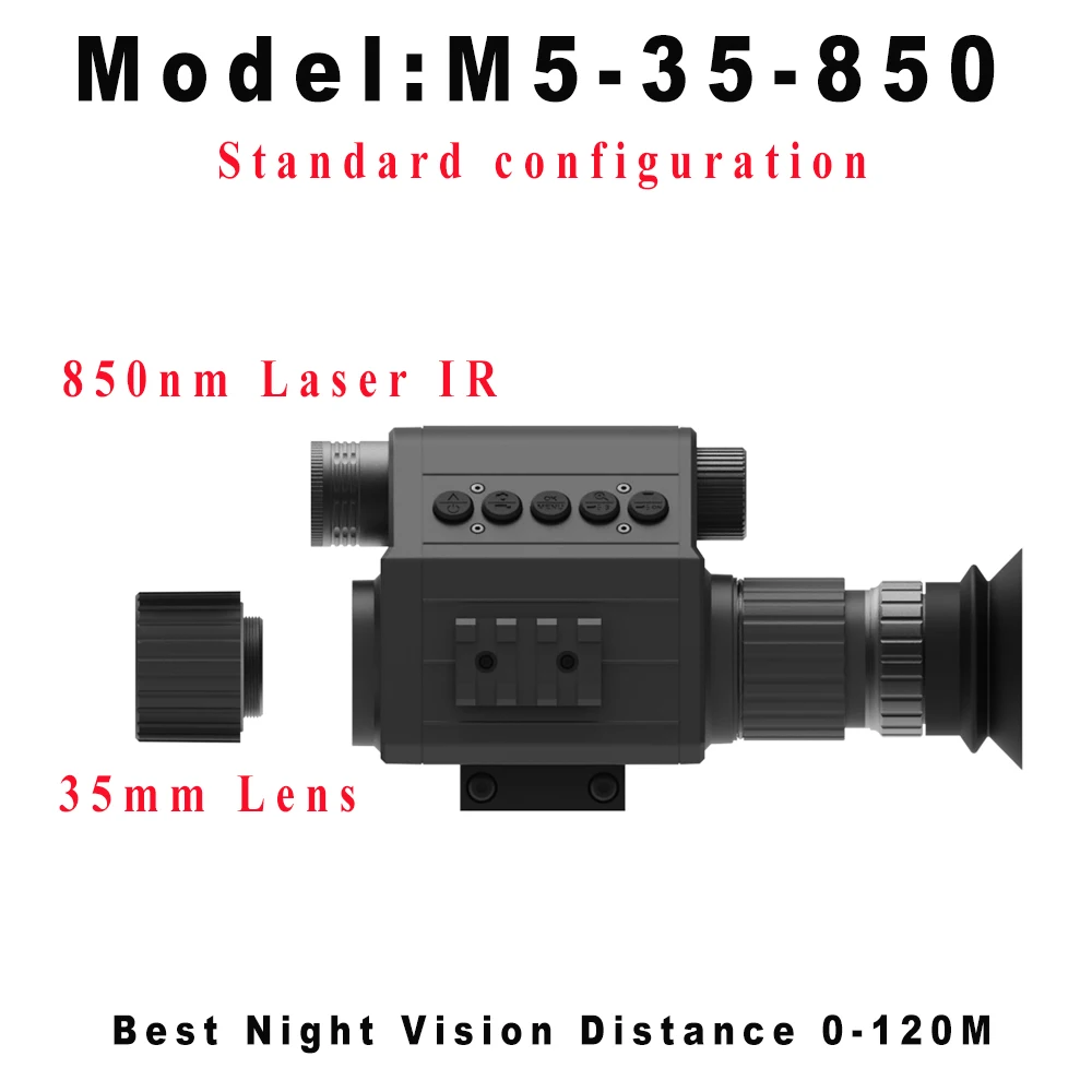 Megaorei M5 nachtzichtgeweerkijker, monoculaire jachtcamera, optiekvizier, 850 nm 940 nm infrarood invullicht