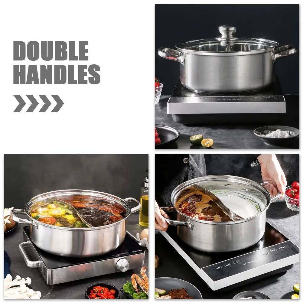 

Stainless Steel Duck Pot 28cm Hotpot Pot Thickened Hotpot Pan Large Capacity Stovetop Cooking