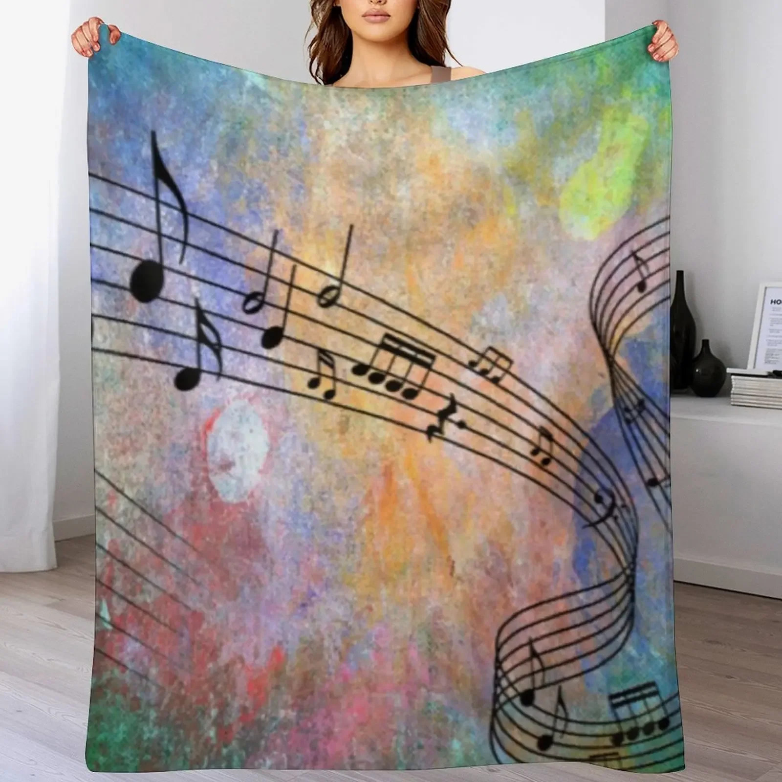 

Abstract Music Throw Blanket Tourist Flannels Decorative Sofa Flannel Fabric Blankets