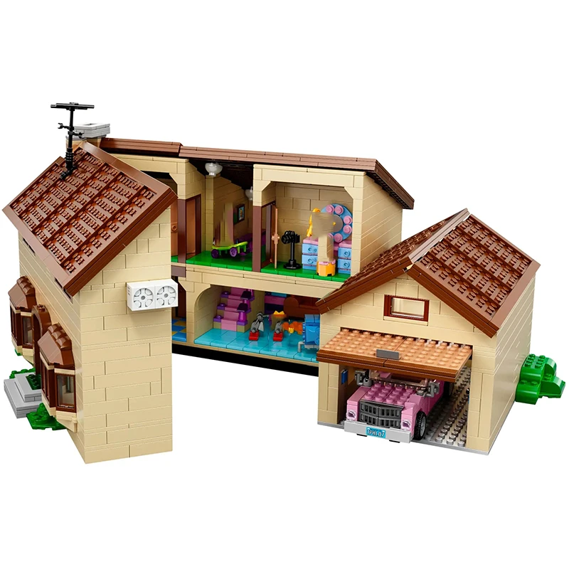 2523PCS MOC Cartoon The Simpsons House Building Blocks Street View Villa Modello Architettura 71006 Mattoni Giocattolo Capretto Adulto Per I Regali