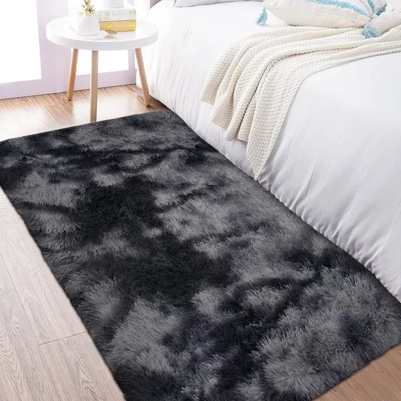 VIKAMA Plush Rectangle Bedside Mat Non-Slip Soft Floor Carpet Multicolor Washable Rug for Living Room Bedroom Home Decor