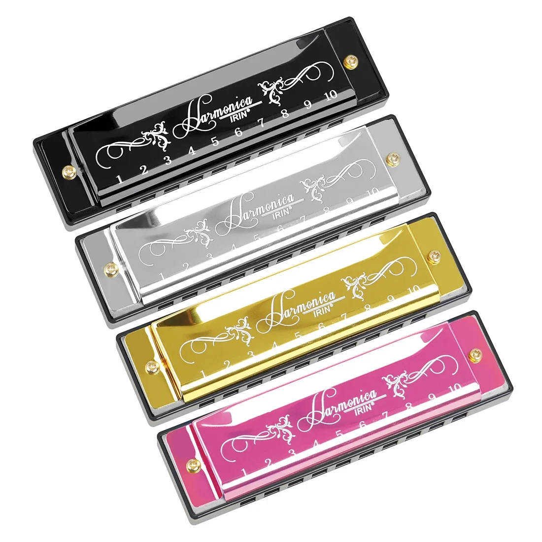 

IRIN New 10 Hole 20 Tone Colorful C Tone Harmonica Black Silver Gold Rose Red Blue Red ABS Environmentally Friendly Plastic