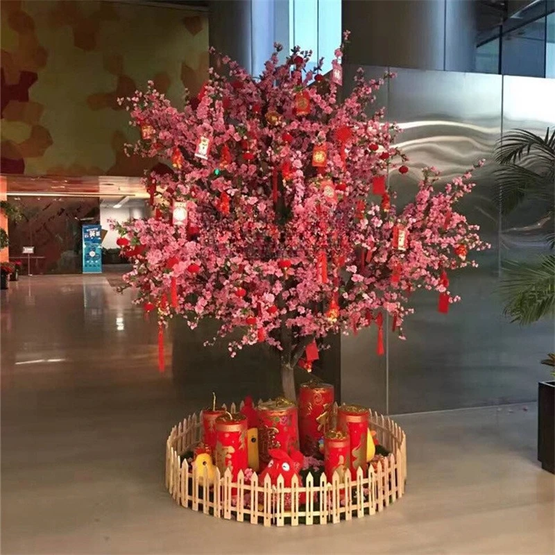 Simulation peach blossom tree green plant balcony leisure area layout living room sofa next to the study