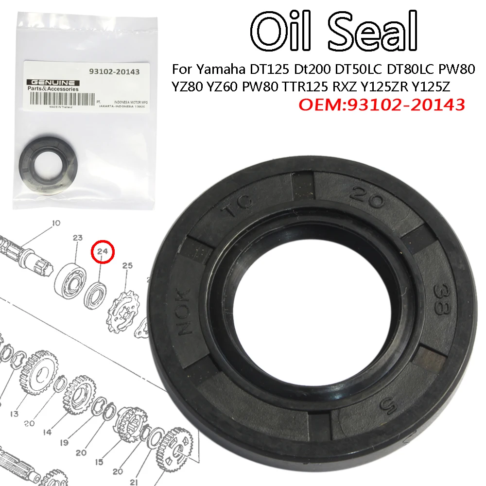 Transmission Oil Seal For Yamaha DT125 Dt200 DT50LC DT80LC PW80 YZ80 YZ60 PW80 TTR125 RXZ Y125ZR Y125Z Xtz 125 93102-20143