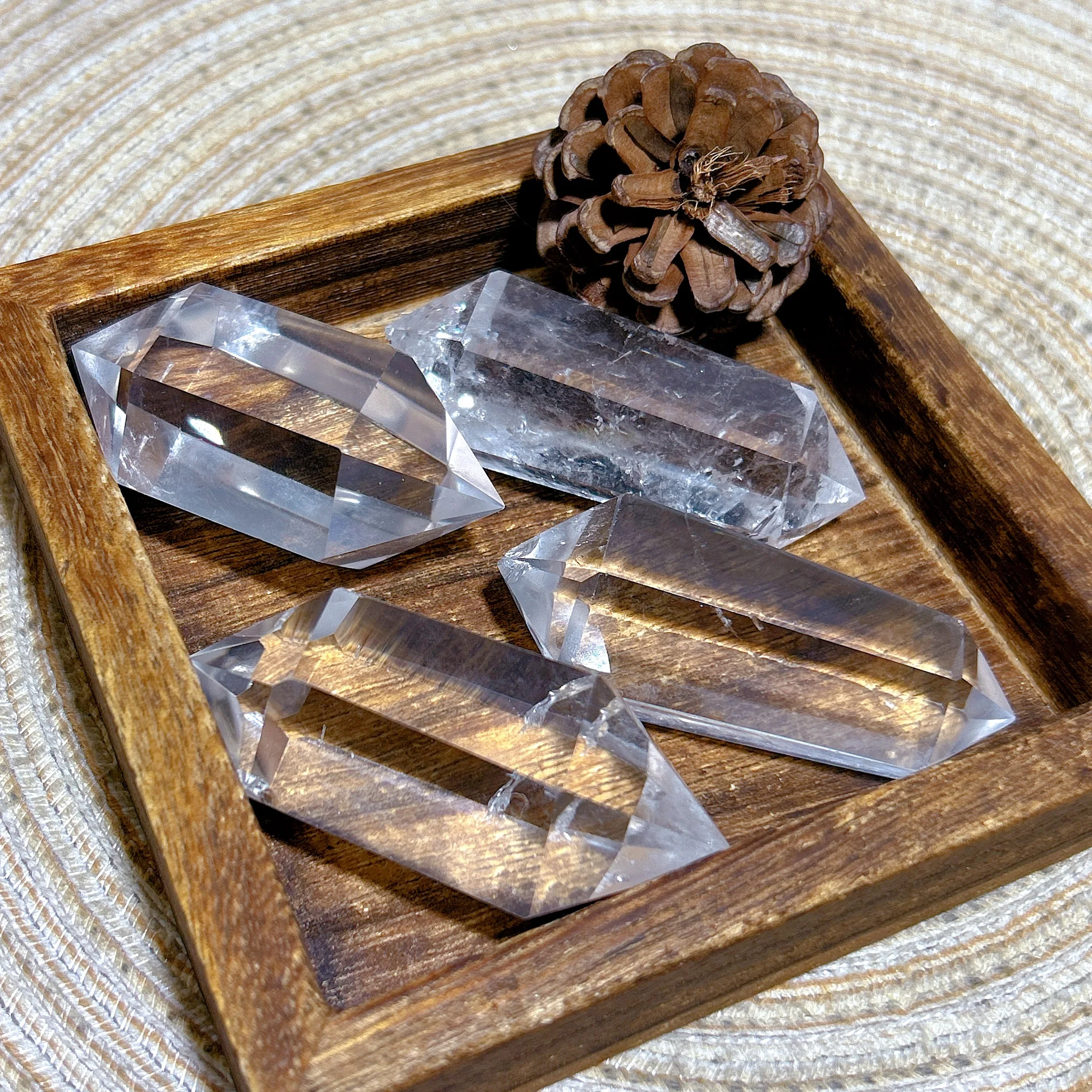 Healing Natural Brazil Crystals Clear Quartz Double Point Tower High Quality Ornament Home Decorations Room Decor Mineral Gift