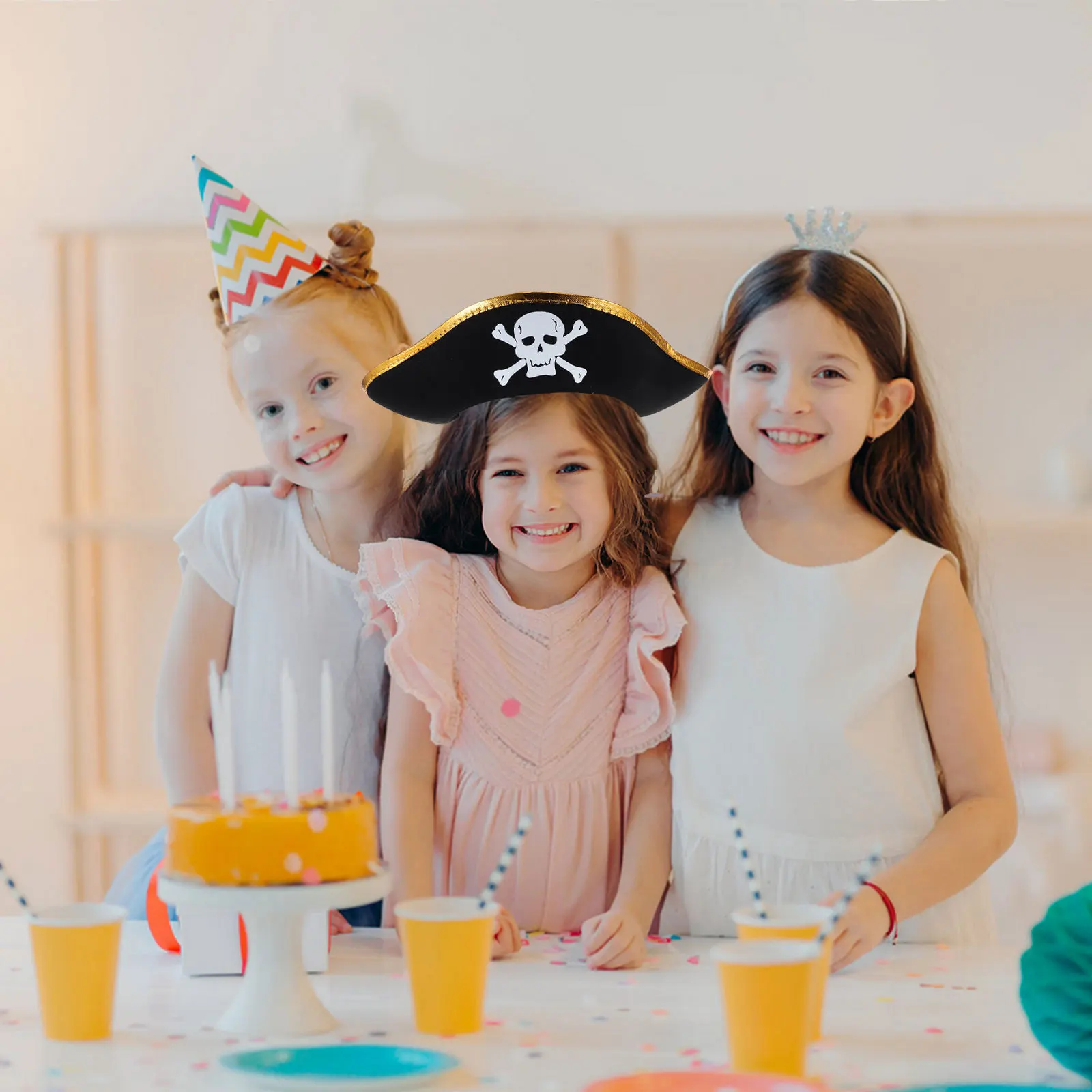 

2Pcs Pirate Costume Accessories Skull Hat Eye Patch Set for Adults Cosplay Masquerade Party Halloween