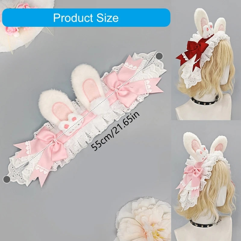 

Q5WE Comfortable Rabbits Ear Hair Accessory Fit Various Occasion And Outfits Fashion Costume Headband Role Play Hairband