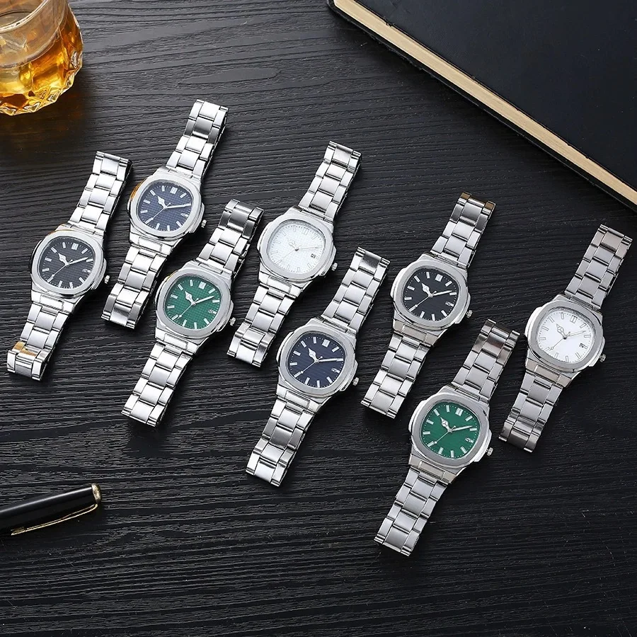 

2025 Top Brand Luxury Men Wristwatch Business Waterproof Luminous Alloy Polygonal Case Fashion Quartz Watch Male with Calendar