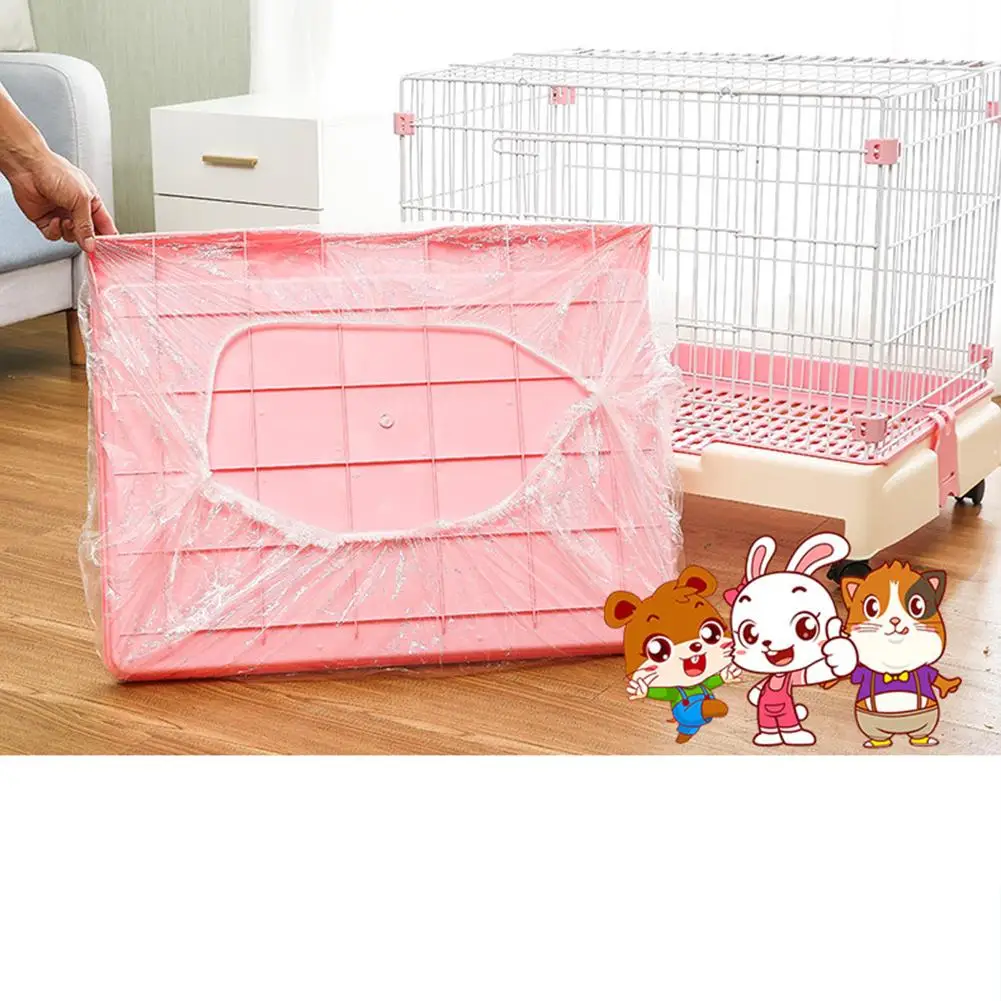 1Pcs Pet Cage Chassis Film Disposable Easy Removal Plastic Cover Bag for Rabbit Pig Cat Supplies Toilet Litter (without Cage)