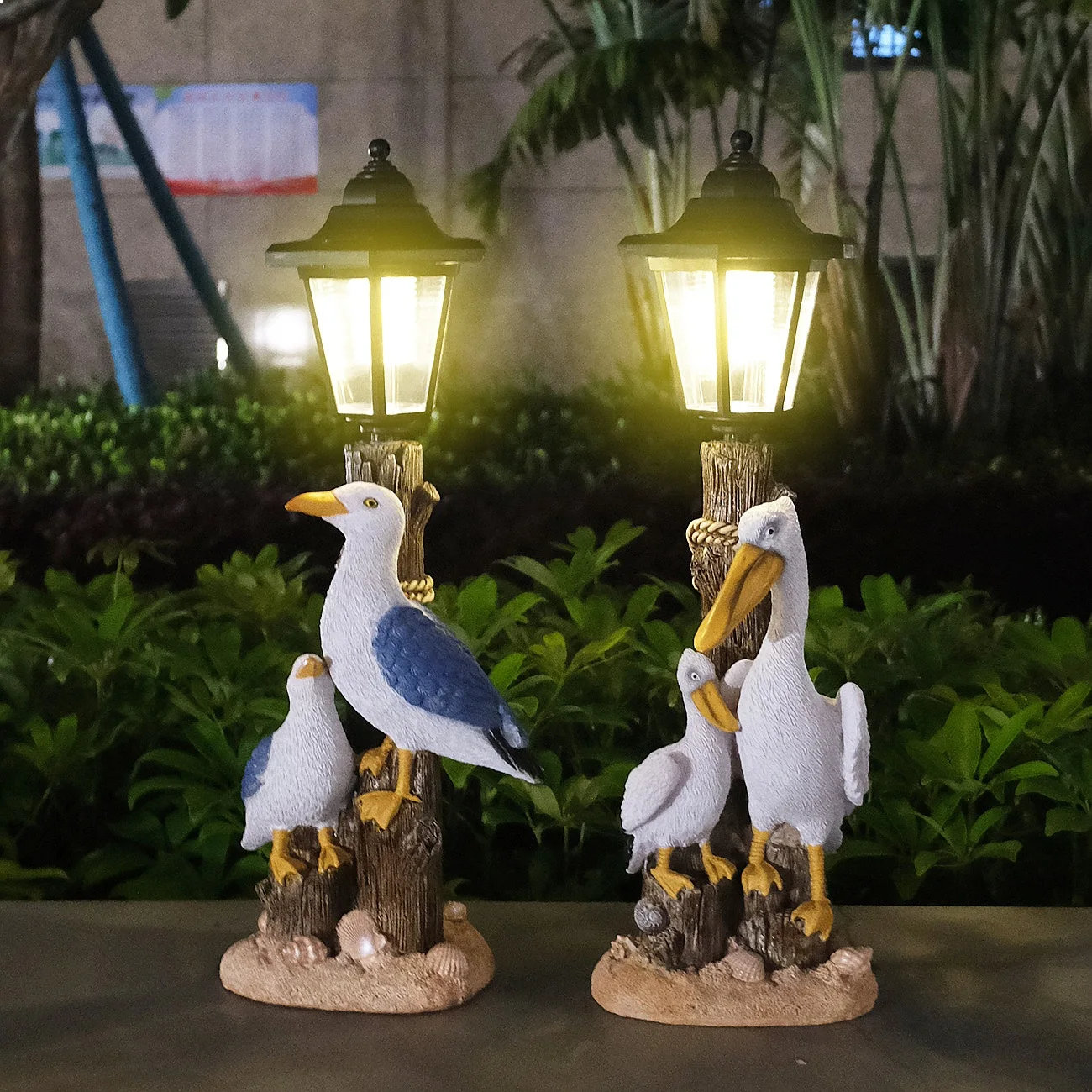 Solar Hexagonal Light Ornament Outdoor Garden Courtyard Animal Pelican Craft Decor