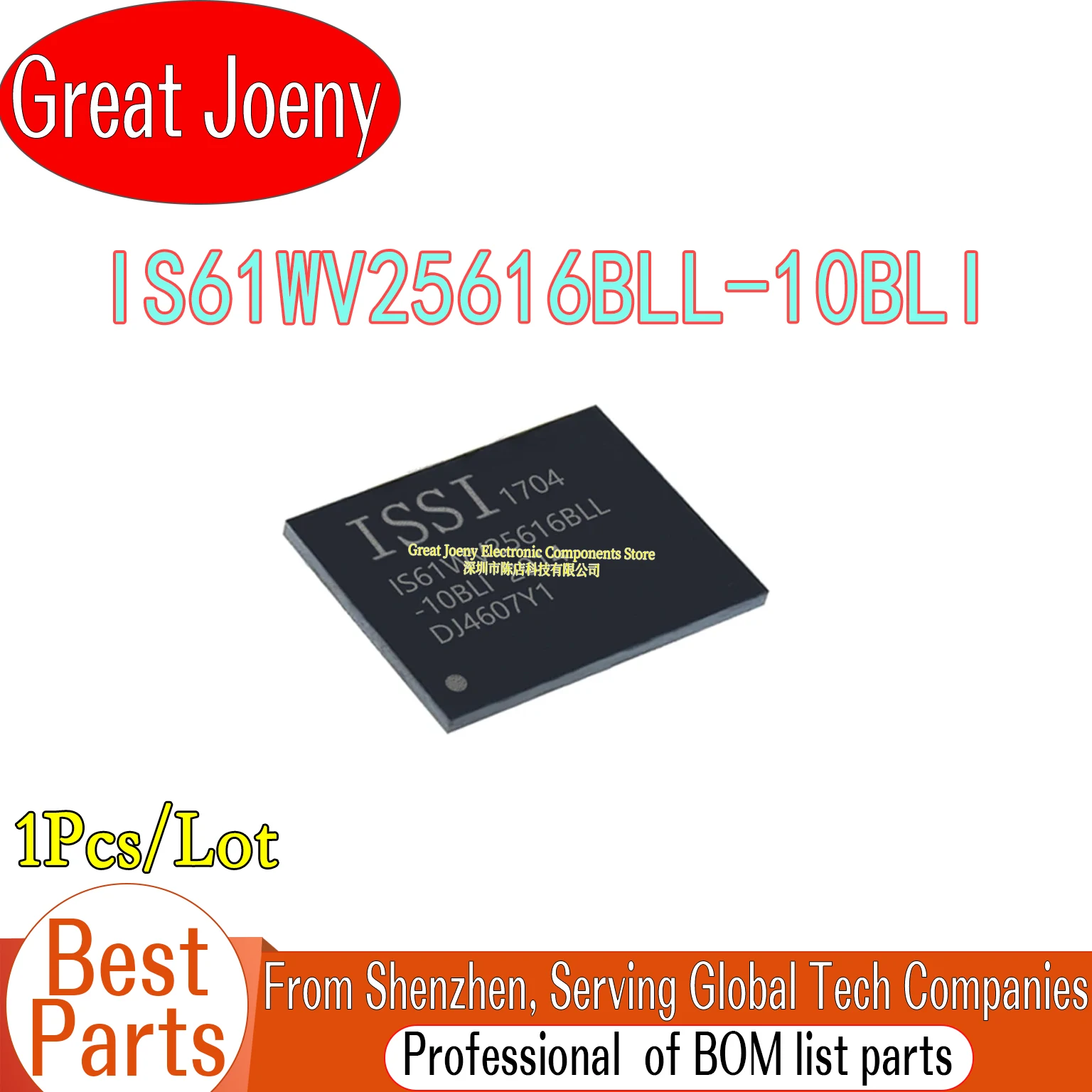 100% New Original IS61WV25616BLL IS61WV25616BLL-10BLI IC Chipset TFBGA-48