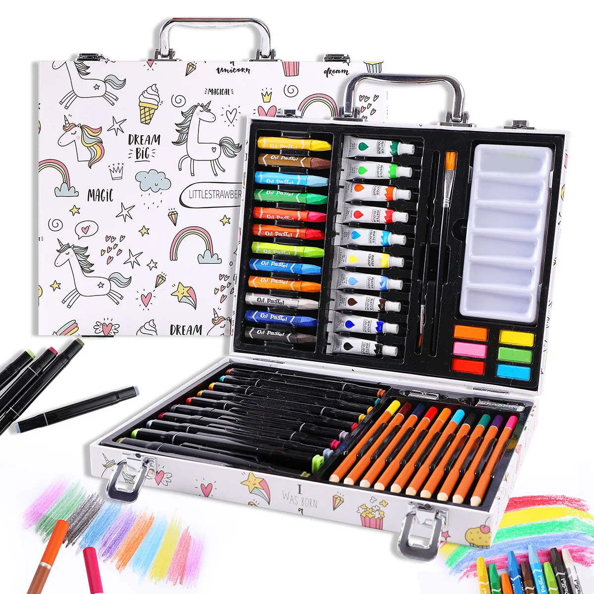 53 Pcs Kids Art Set Children Drawing Set Water Color Pen Crayon Oil Pastel Painting Drawing Tool Art Supplies Stationery Set