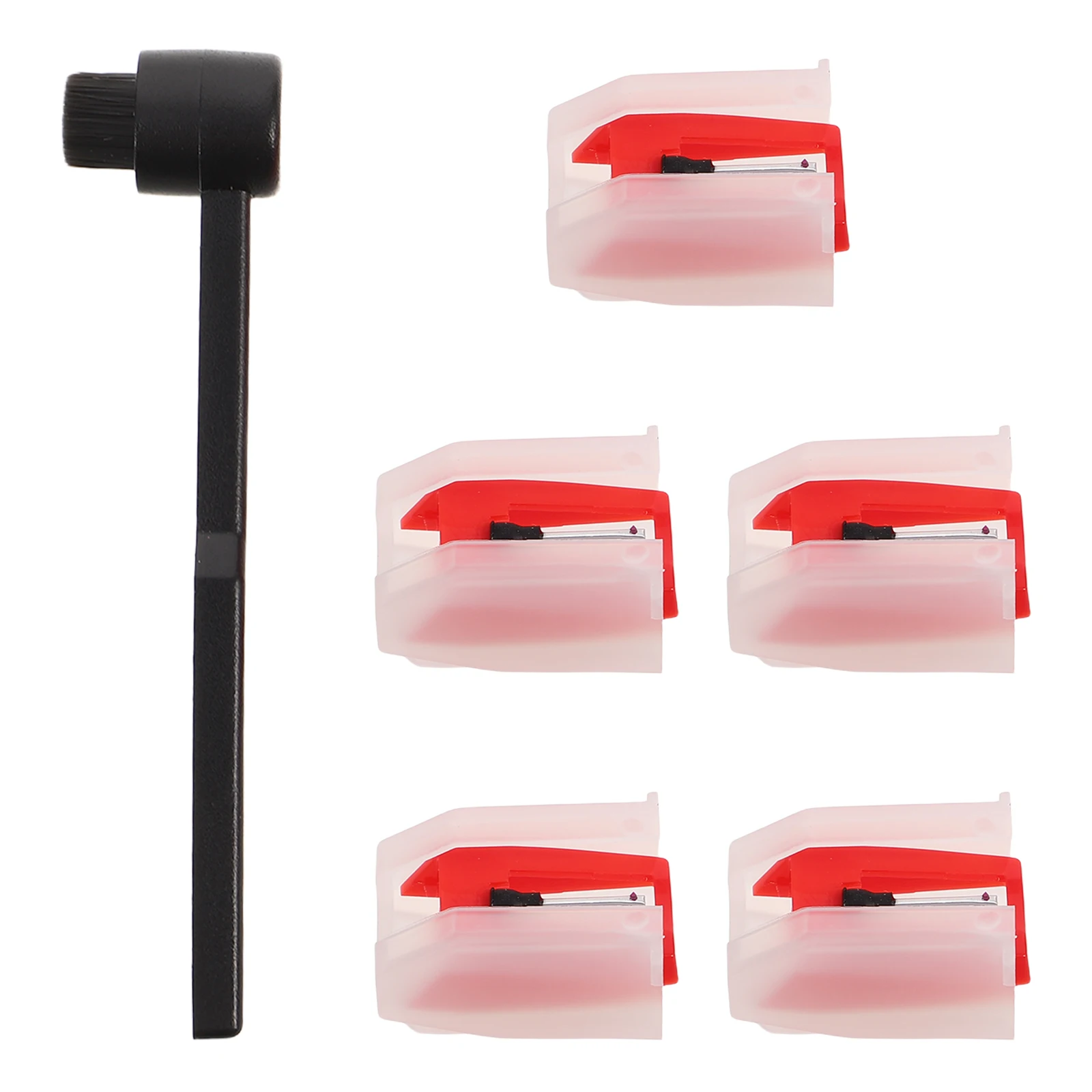 

1 set 1 Set Diamond Turntable Stylus Replacement Kit 5 Needles 1 Brush Enhanced Sound Clarity Nonmagnetic Design Long Lasting