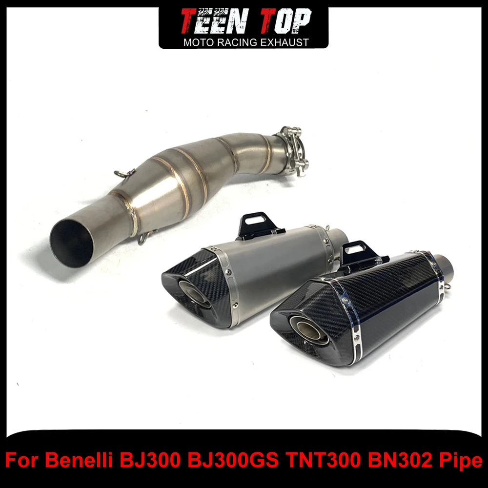 

Stainless Steel For Benelli BJ300 BN302 TNT300 Slip-on Exhaust Motorcycle Middle Link Pipe 51mm Exhaust Muffler BJ300GS