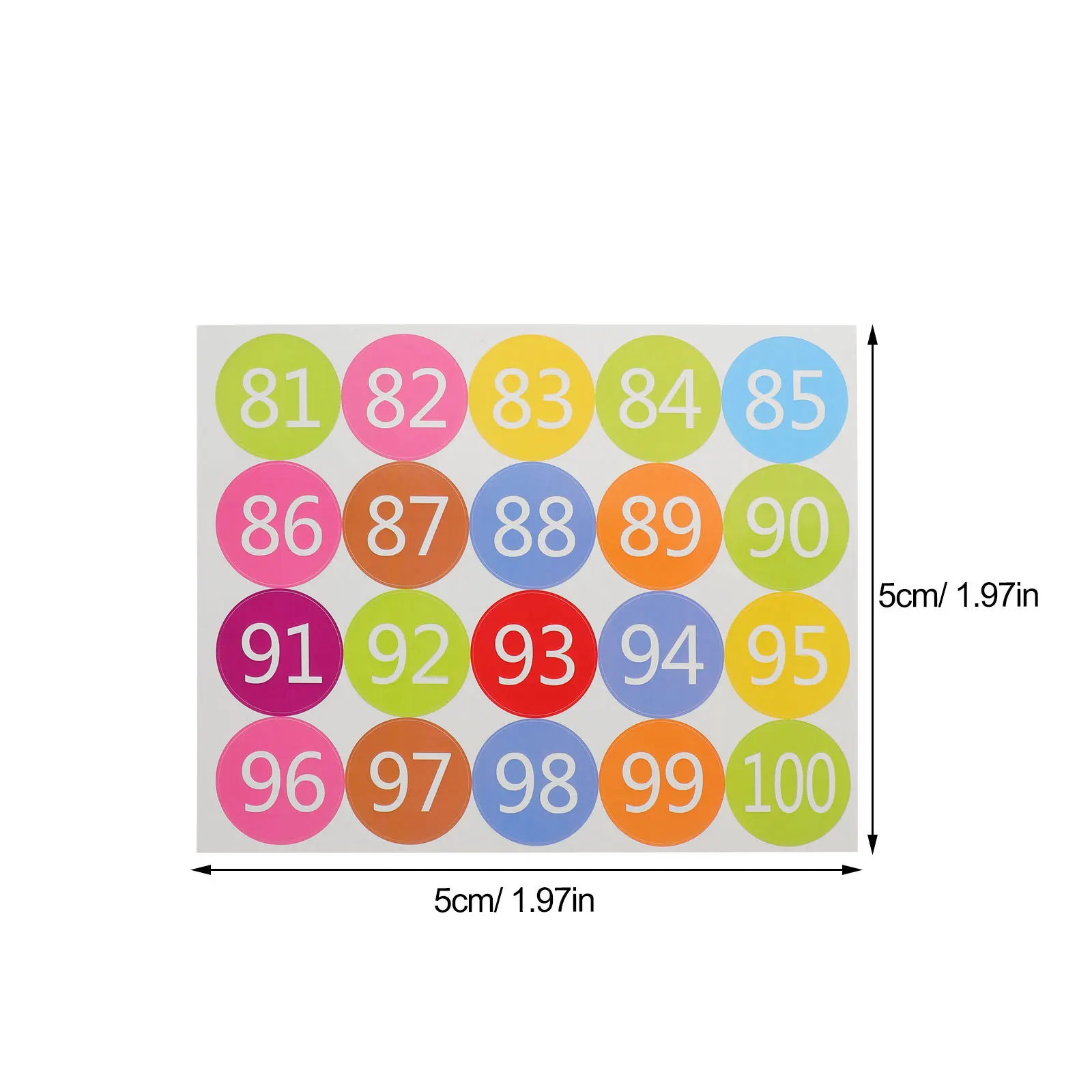 100Pcs Number Stickers Colored Self-Adhesive Labels for Classroom Office Home Organization Numbered Classification Markers