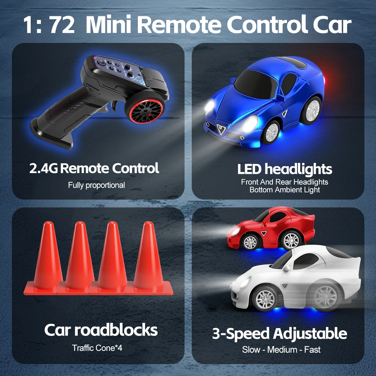 Mobil Remote Control Mini WLtoys 1:72 2.4G Penggerak Empat Roda Mobil Remote Control Q7201 Model Balap Drift Nirkabel Mainan Anak Laki-laki Hadiah