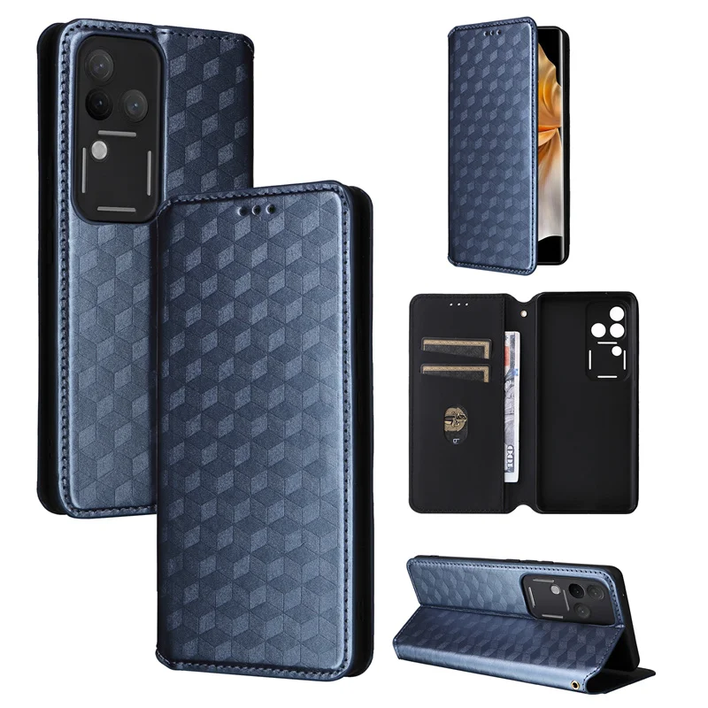 For Vivo S18 Pro 5G V2344A Magnetic Card Flip Leather Stand stereoscopic lines Phone Protective Case For Vivo S18 V2323A S18Pro