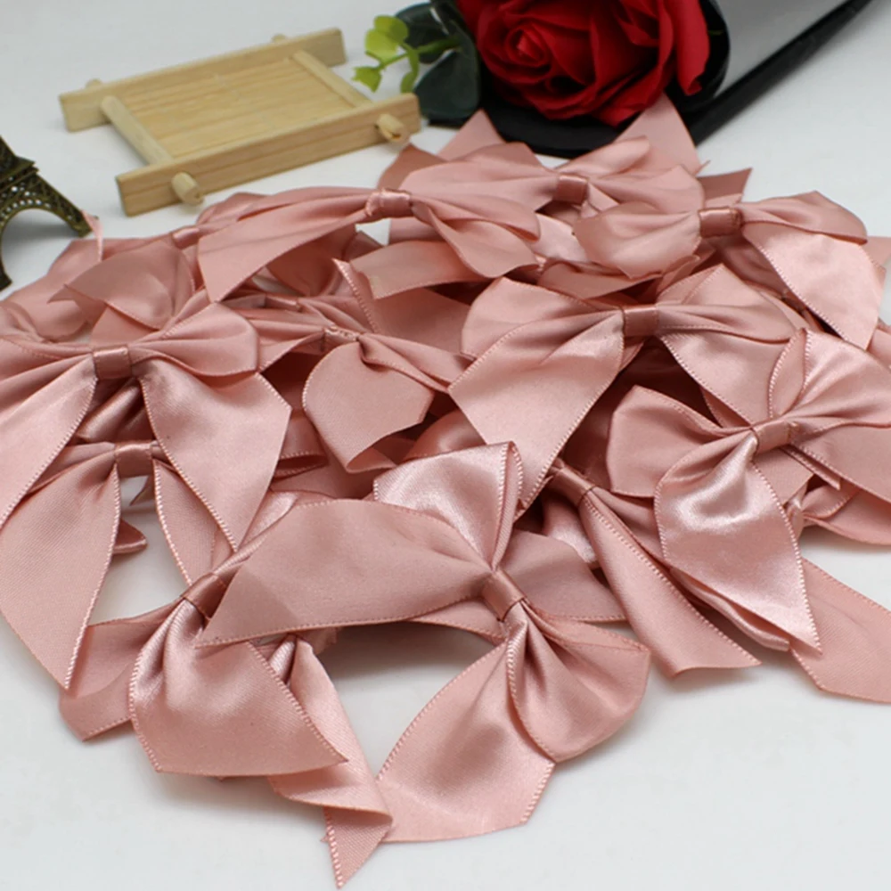 20/50PCS 65*65mm Satin Bows Decoration Ribbon Bows For Craft Packages Bowknot Wrapping bows for crafts Wedding Bow Birth