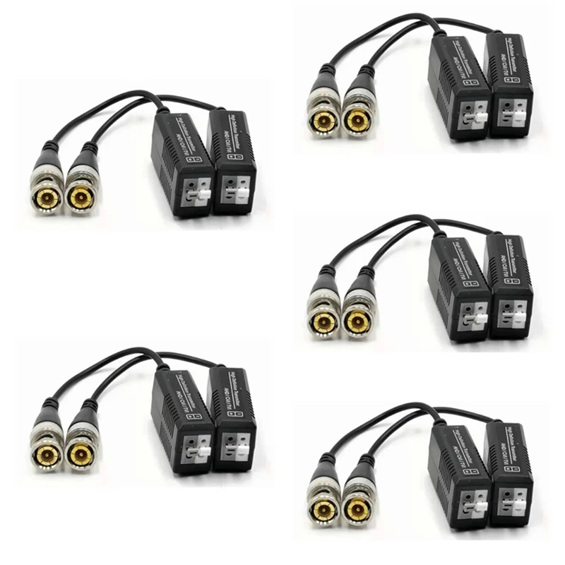 

5Pairs Balun BNC Male To UTP Network Camera For HD TVI AHD Cvl Camera CCTV Video Balun BNC To CAT5 CAT6 Utppassive Video