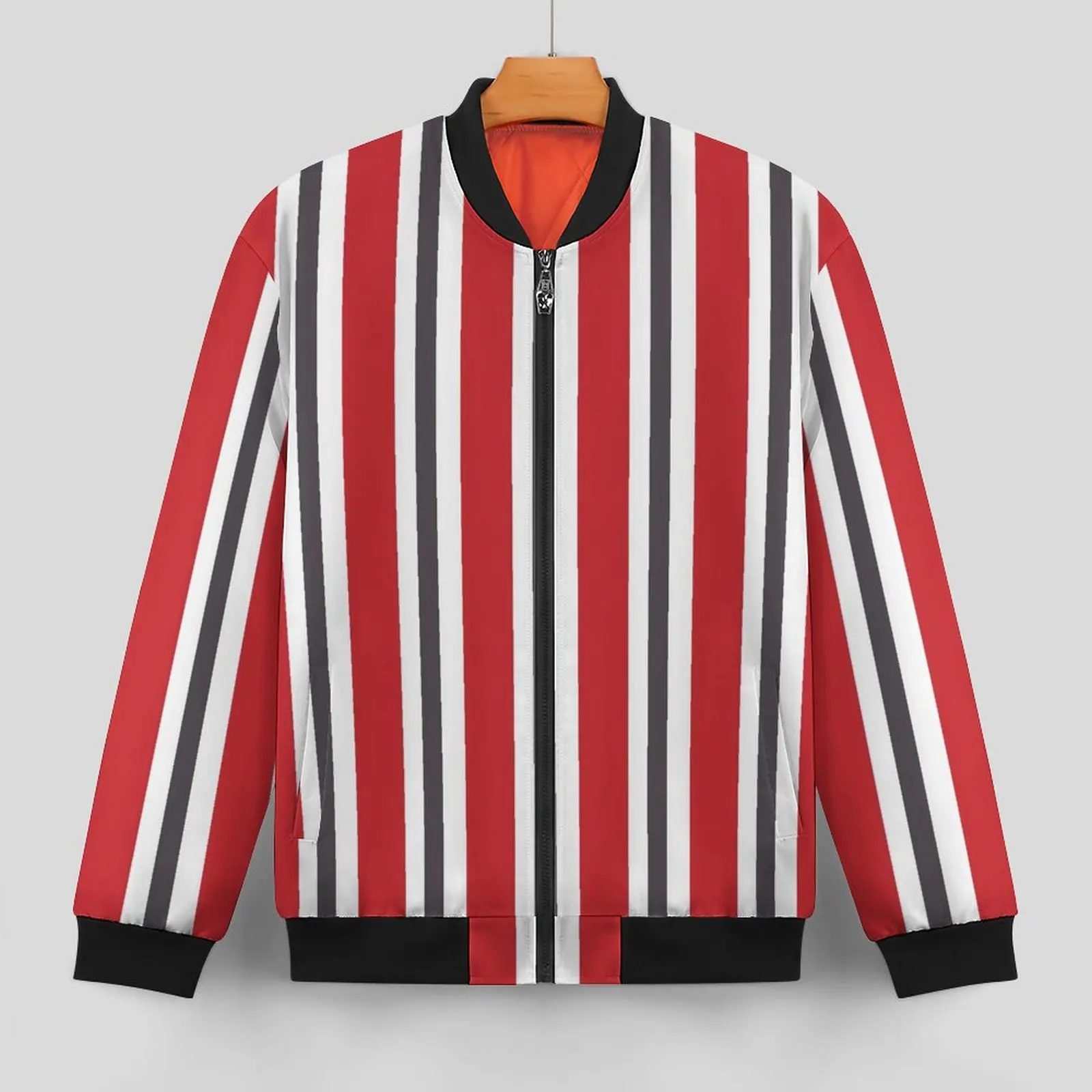 Red White Black Stripes Casual Jackets Man Vintage Print Coats Winter Vintage Jacket With Pockets Classic Windbreak Big Size 6XL