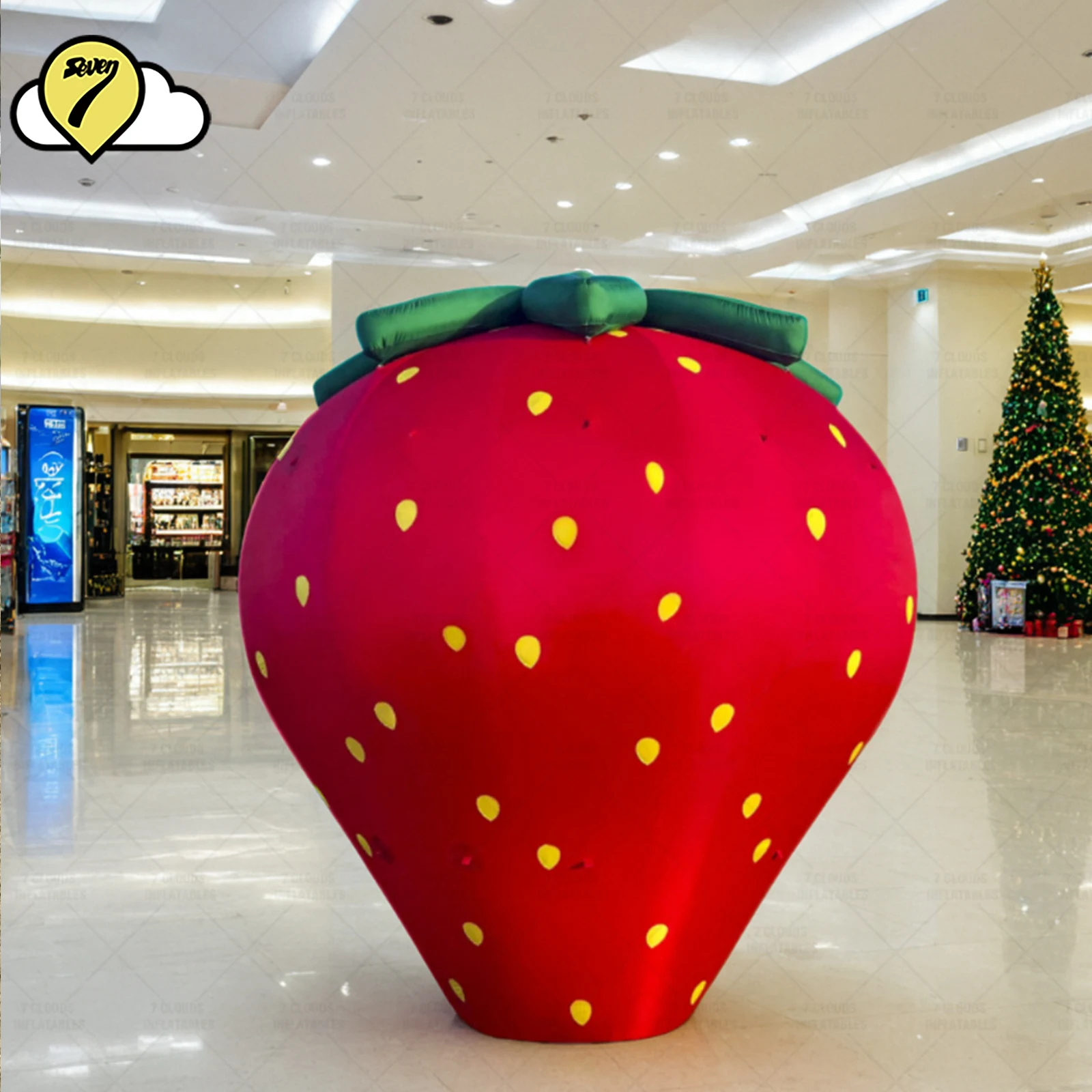 Customized 2 M Length Inflatable Strawberry Model For Event / Giant fruit Balloons Toys For Yard Birthday Celebration Decoration