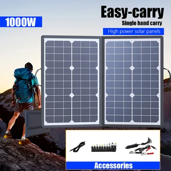 1000W Foldable Solar Panel Lightweight, Waterproof, Portable Solar Charger for Home, Outdoor, Emergency Power