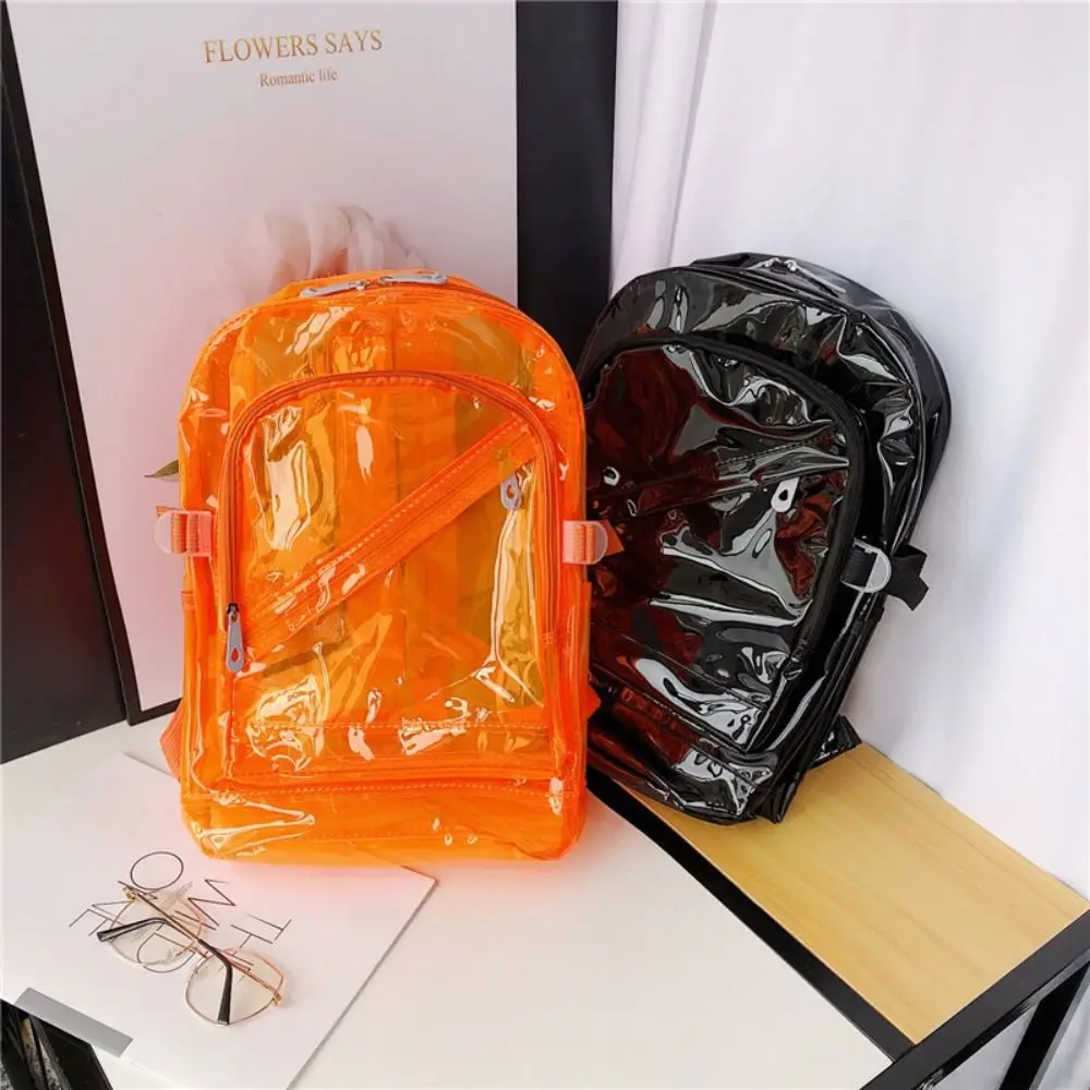 

Candy Color Transparent Backpack PVC Large Capacity Students School Bag Travel Bag Large Handbag Clear Shoulder Bag