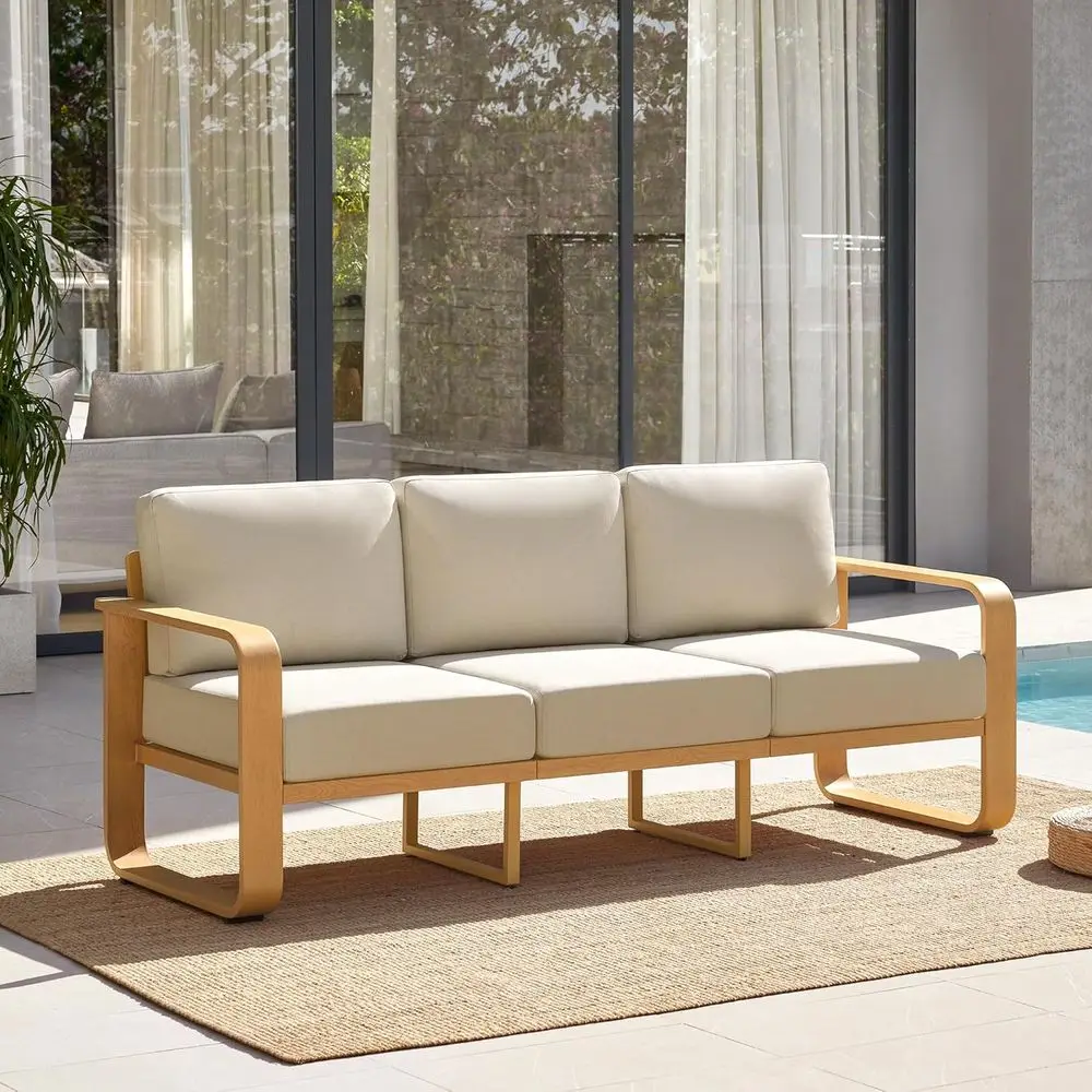 

Outdoor 3-Seater Soa, Patio urniture with 6.3in Thick High-Resilient Cushions & 100% e, ern Outdoor Patio urniture or Poolside,