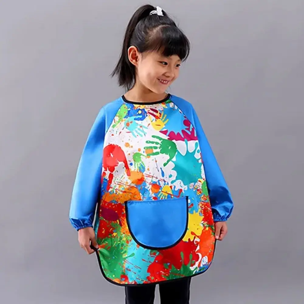 

Universal Nylon Children's Painting Apron Art Painting Cover Reverse Dressing Cloth Long Sleeved Baby Eating Bib Toddler