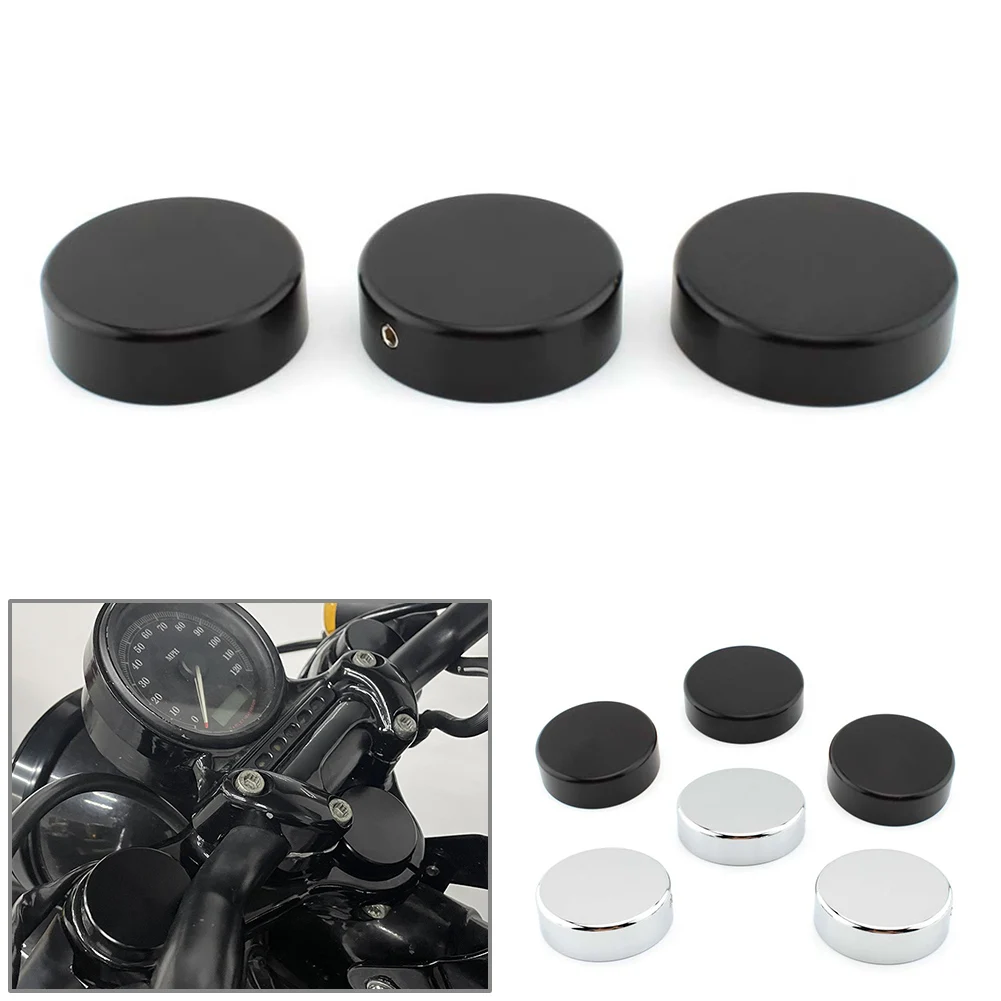 

3Pcs Motorcycle Upper Fork Stem Covers Fit for Harley Sportster 48 XL1200 1988-2013 Aluminum Alloy