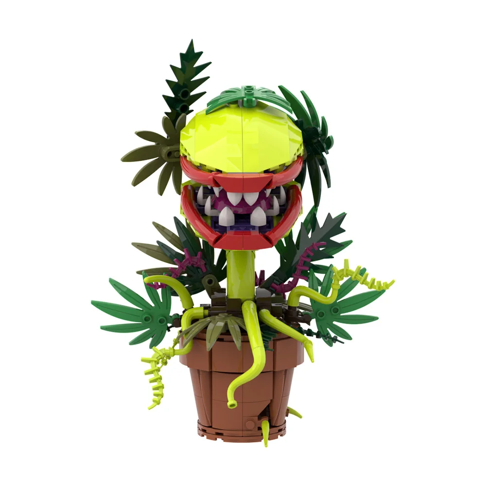 MOC Alien Piranha Model Building Blocks Crazy Flower Shop Horror Green Piranha Plant Potted Assembled Brick Toy Gift