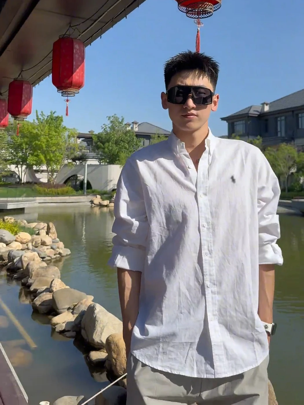 

White Embroidered Linen Men's Summer Thin Long Sve Sun Protection irt Ice Silk Qui Dry Outerwear Casual Faion