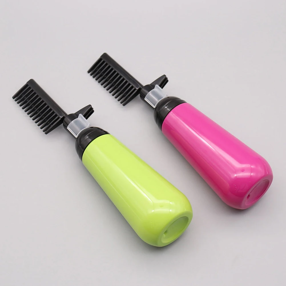 2Pcs Hair Dye Bottles Easy Squeeze No Damage Head for Home Salon Use Hair Dye Comb Bottles Comb Bottle