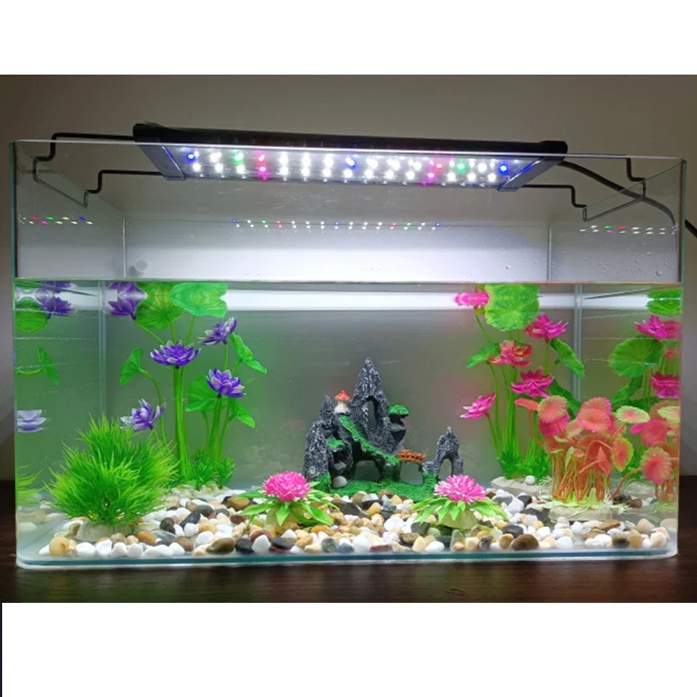 

LED Aquarium Fish Tank Plant Strip Light With Extendable Brackets,30CM-120CM Coral Reef Light Stimulate Sunlight Moonlight,RGBW