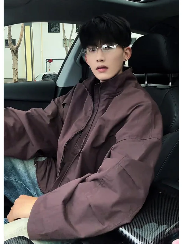 

Men's Pilot Jaet Stand Collar Baseball Sve Coat American High Street Korean Version Trend Design Wear Resistant Long Sle...