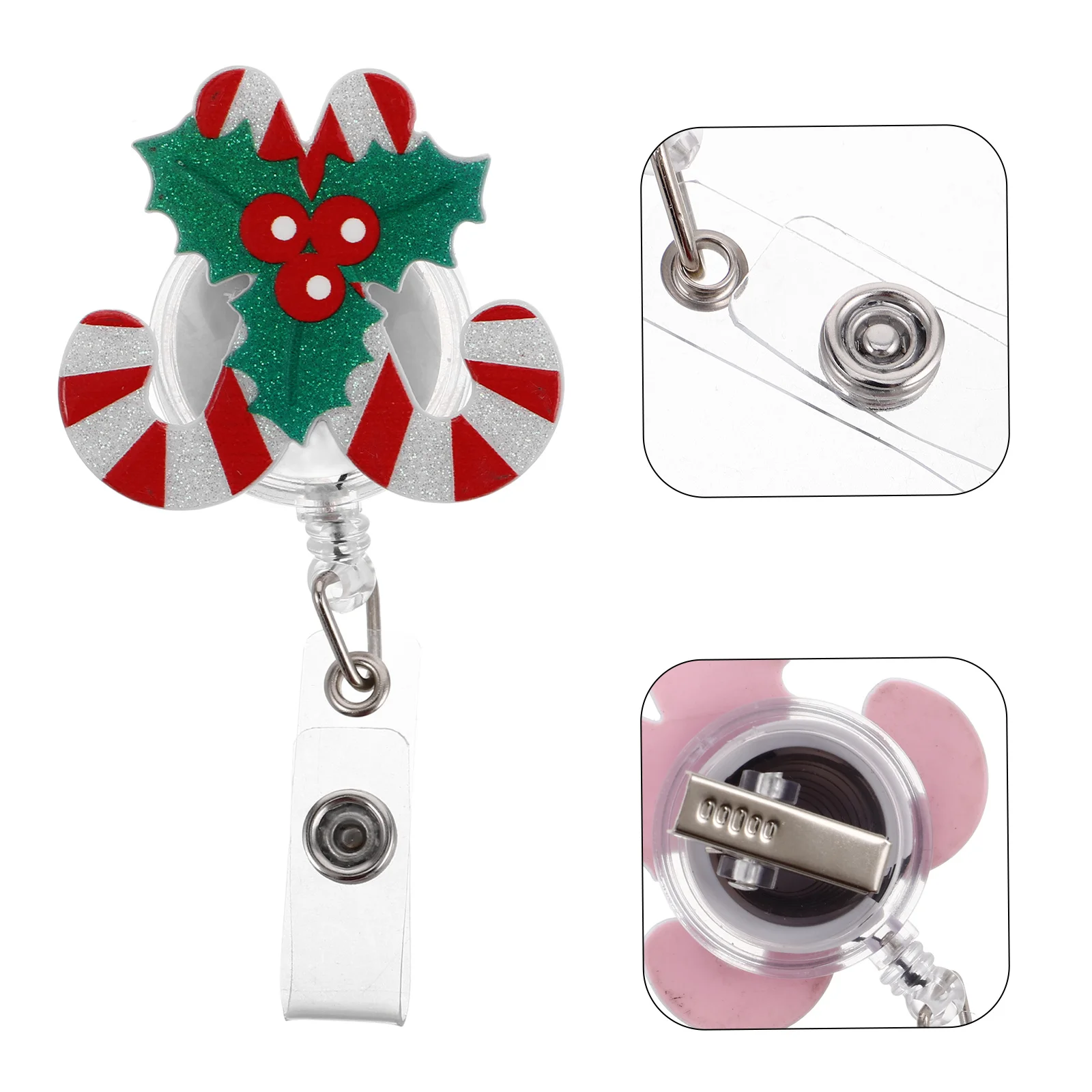 

Christmas Badge Reel Retractable Nurse Id Card Swivel Clip Holiday Candy Holder Multifunctional Rotating Design Secure