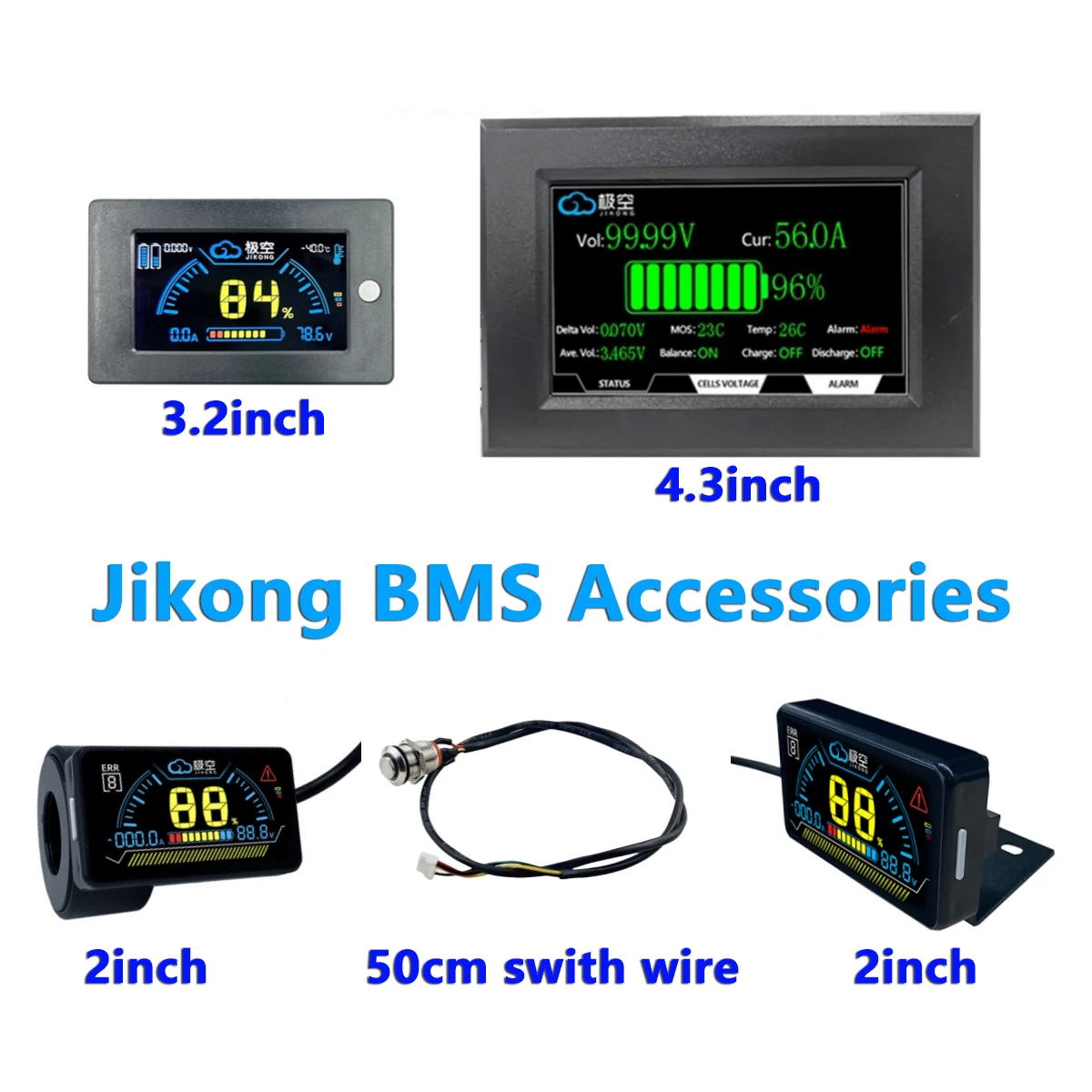 JK Smart BMS Accessories LCD Power Indicator 2inch/3.2inch/4.3inch