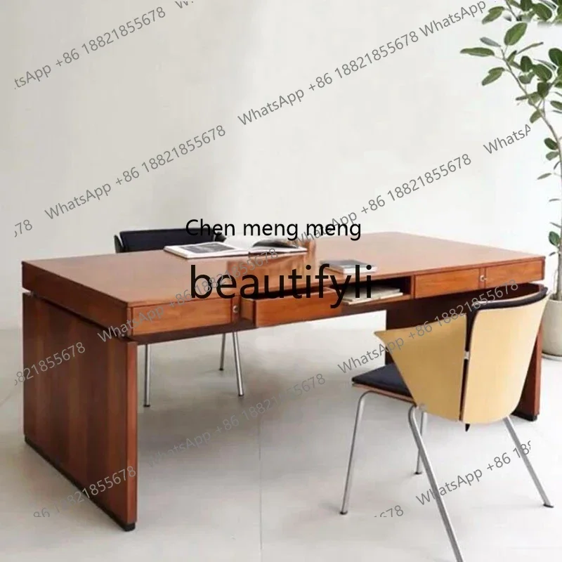 

zq1Solid wood retro style large writing desk large apartment desk desk Nordic solid wood