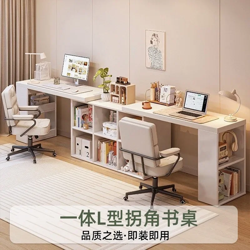 w28- Home Computer All-in-One L-Shaped Corner Desk Bookshelf Study All-in-One L-Shaped Corner Study Desk