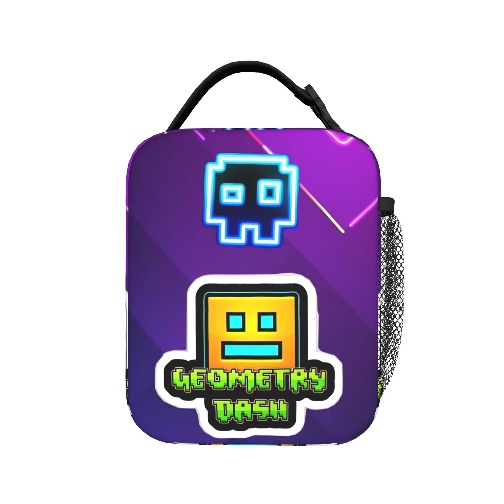 Geometry Dash  Insulated Lunch Bags Cooler Bag Reusable,Meal Container Games Large Tote Lunch Box Girl Boy Office  Picnic