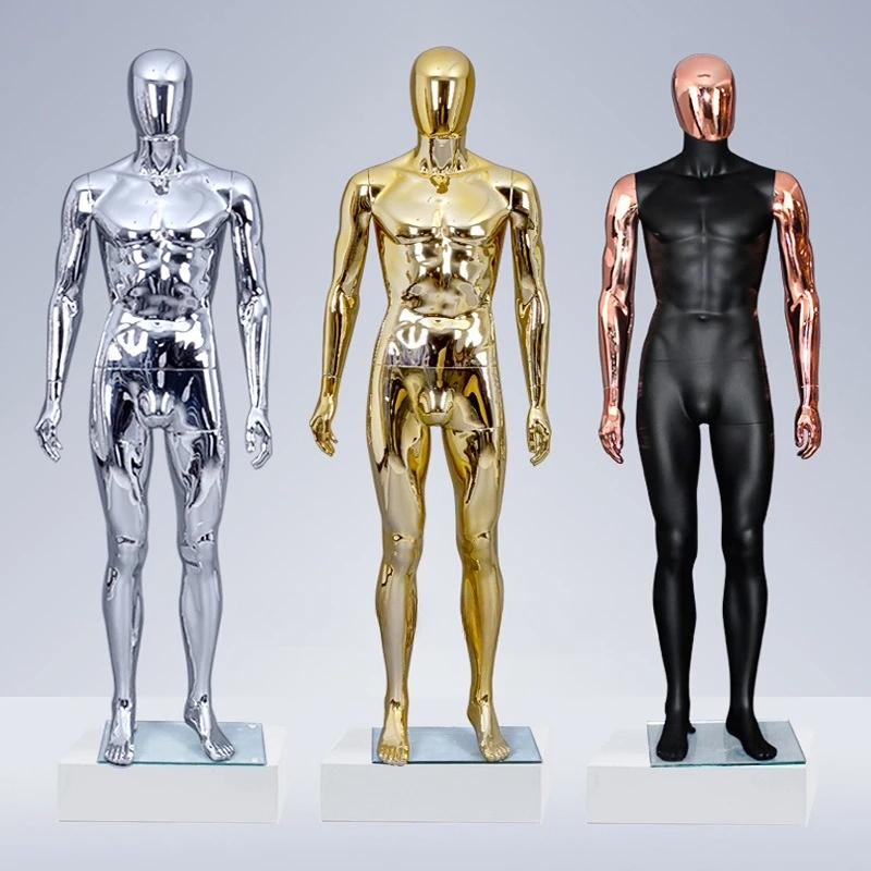 Mannequin high-end quality electroplated gold, silver rose gold, full body men's clothing window clothing display props