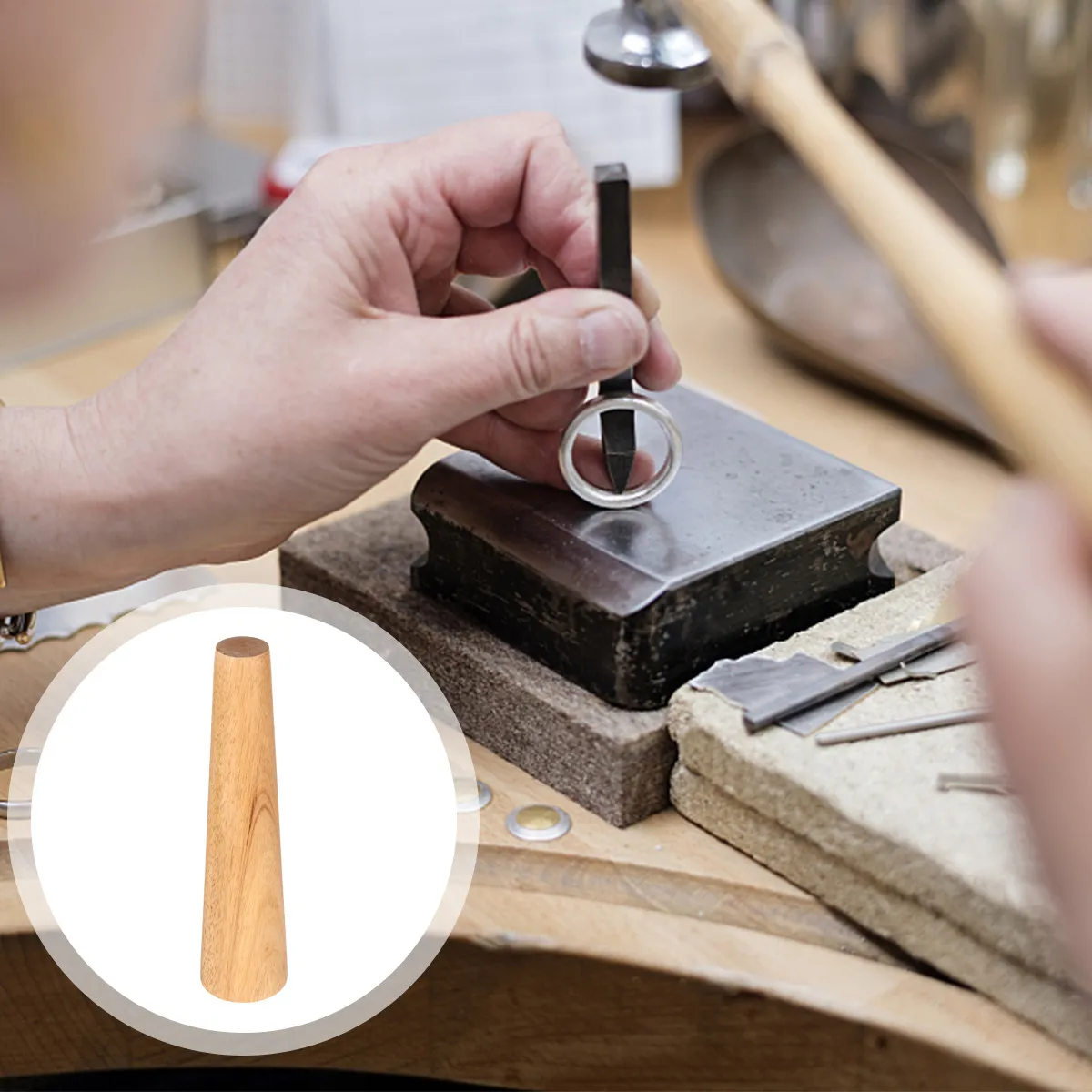 

Round Wood Bracelet Mandrel Trapezoidal Design Bangle Mandrel for Jewelry Forming Repair DIY Craft Smooth Surface Portable Solid