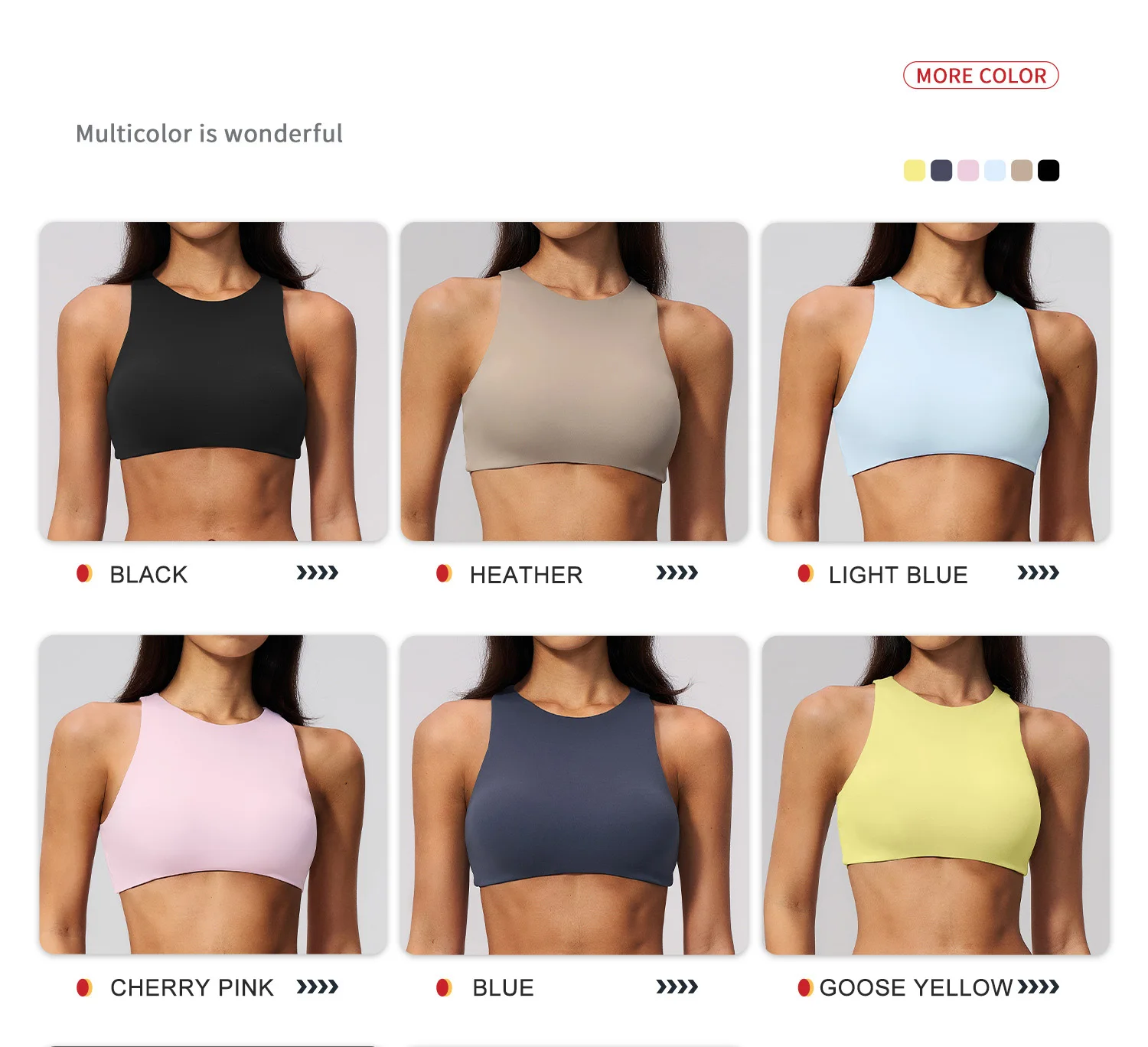 Damen Sport-BH mit Rückenausschnitt, Stoßdämpfend, Push-Up, Schnelltrocknend, Einfarbig, für Fitness, Laufen und Yoga – Detail 4