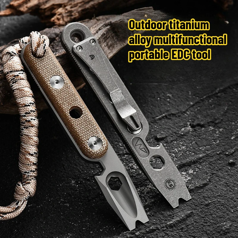

Titanium Alloy Outdoor Popular Multifunctional Pry Bar Bottle Opener Portable Emergency Hexagonal Wrench EDC Pocket Tool