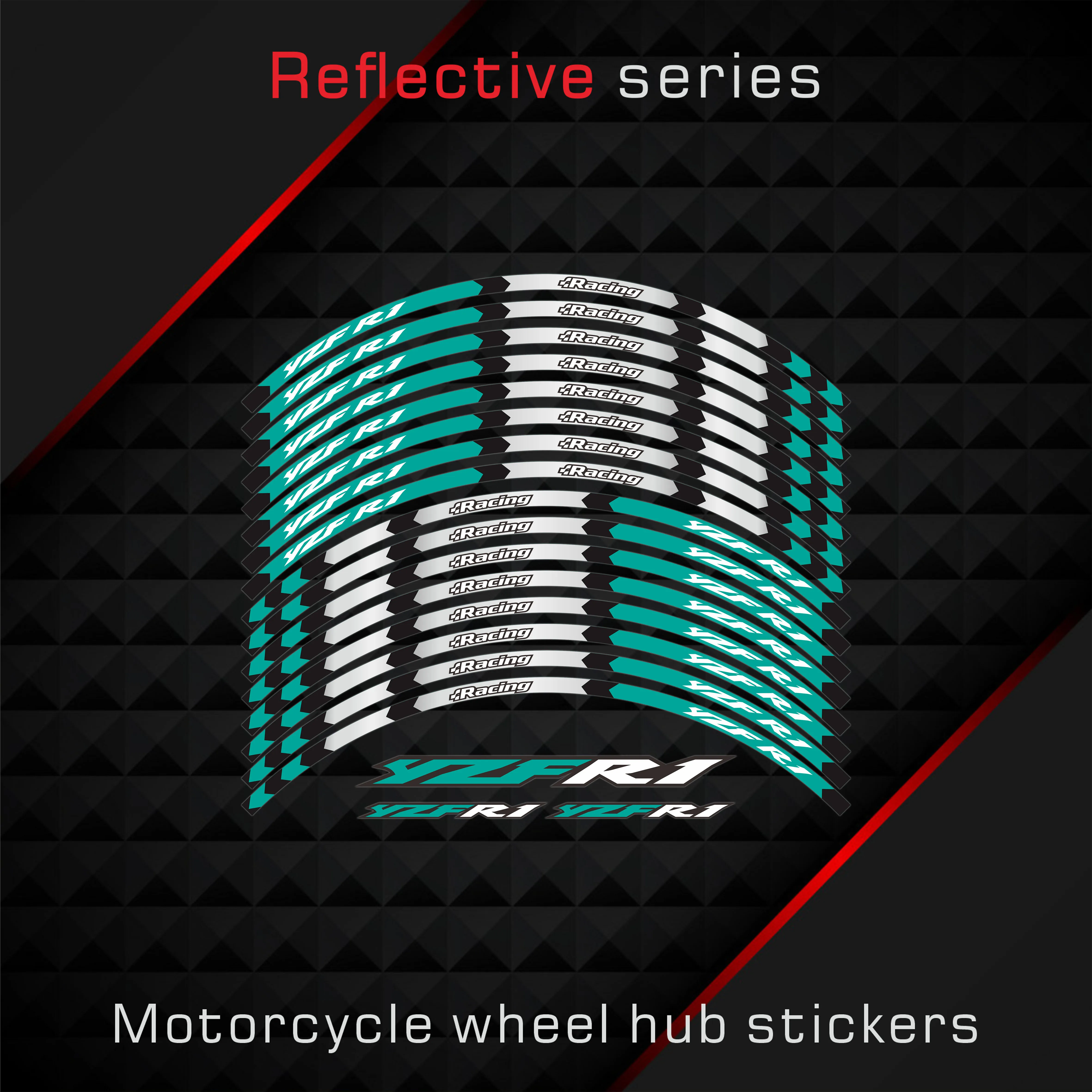 

Hot sell 4 color for YZF R1 motorcycle wheel decals Reflective stickers rim stripes YZF R1 motorbike 17 Inch