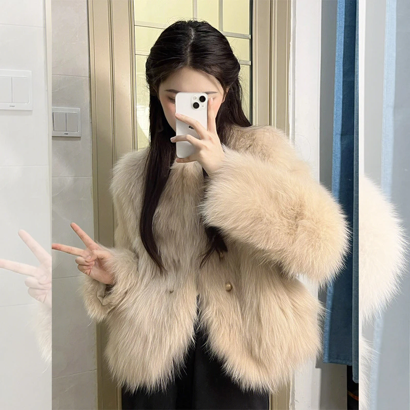 Fashion Cute Faux Fur Coats Y2K Women Casual Thickened Short Jackets Sweet Comfortable Temperament Elegant Girls Autumn Winter