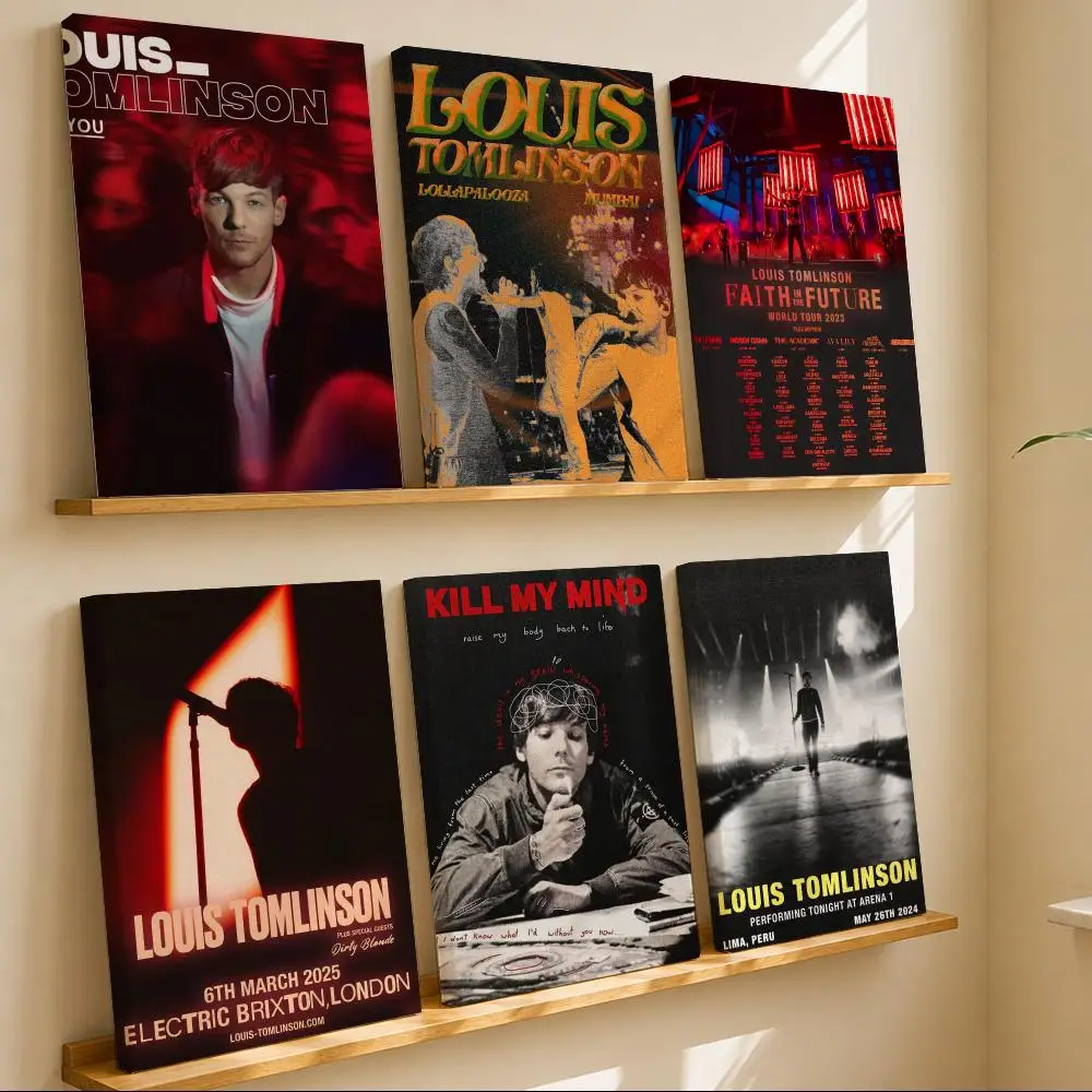 Pop Rock Singer L-Louis T-Tomlinson Framed Wall Painting Canvas Art Poster with Solid Wood Frame for Living Room Home Decor